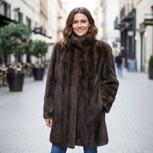 Vintage mink  fur coat car coat length